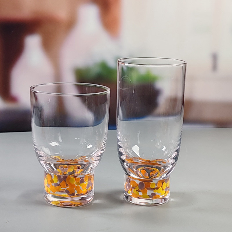 গুণ Confetti Decorative DOF Glass Handmade Crystal Tumbler Water Glasses Mexico Rock Glass Cup for Wedding Party Gift কারখানা