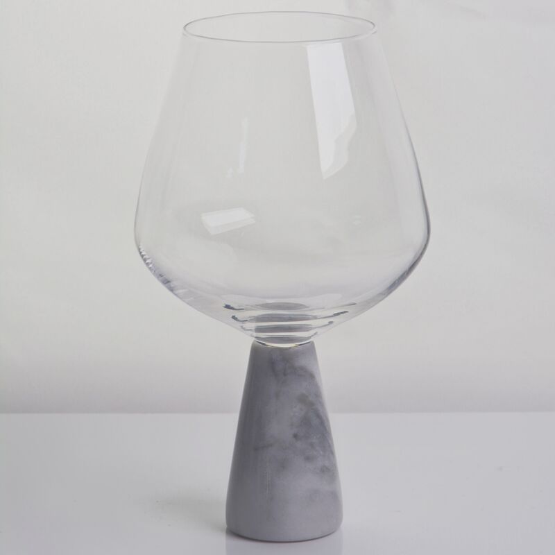 গুণ Hand Blown Crystal Wine Glass with Modern Gray Marble Stem Base Ultra Clear Bowl Perfect for Dinner Parties and Everyday কারখানা