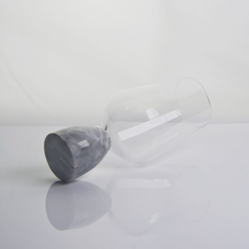 গুণ Hand Blown Crystal Wine Glass with Modern Gray Marble Stem Base Ultra Clear Bowl Perfect for Dinner Parties and Everyday কারখানা