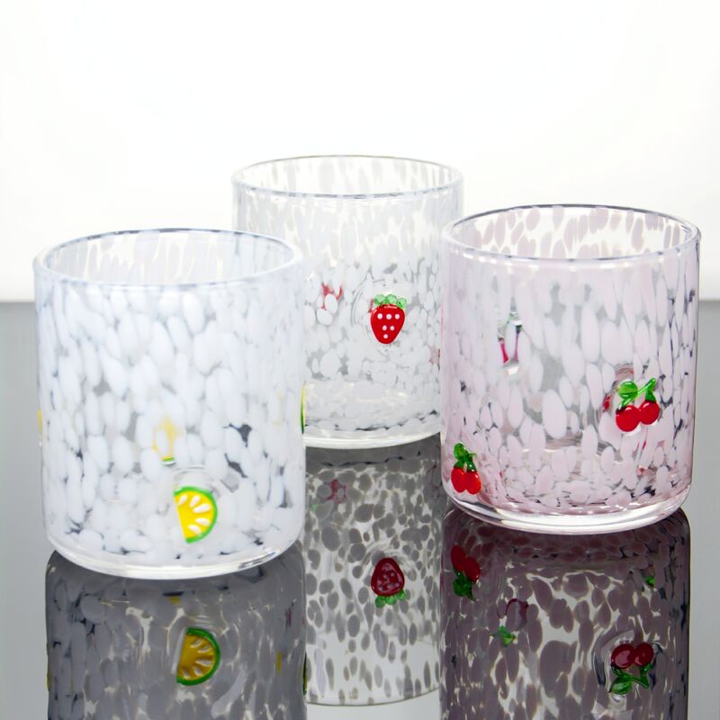 গুণ Tumbler Drinking Glasses hand crafted with dreamy confetti patterns and fruity designs that bring joy to your table setting কারখানা