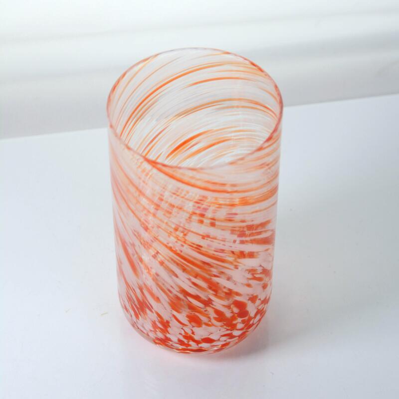 গুণ Hand-blown Orange Swirl Confetti Glass Cup - Artisan Crafted Drinking Glass for Whiskey and Cocktails কারখানা