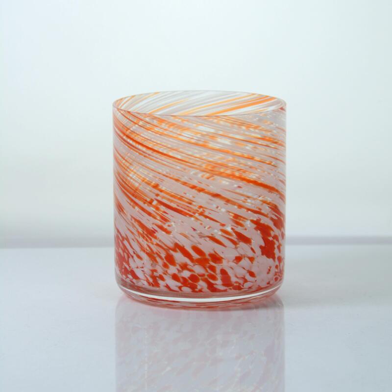 গুণ Hand-blown Orange Swirl Confetti Glass Cup - Artisan Crafted Drinking Glass for Whiskey and Cocktails কারখানা
