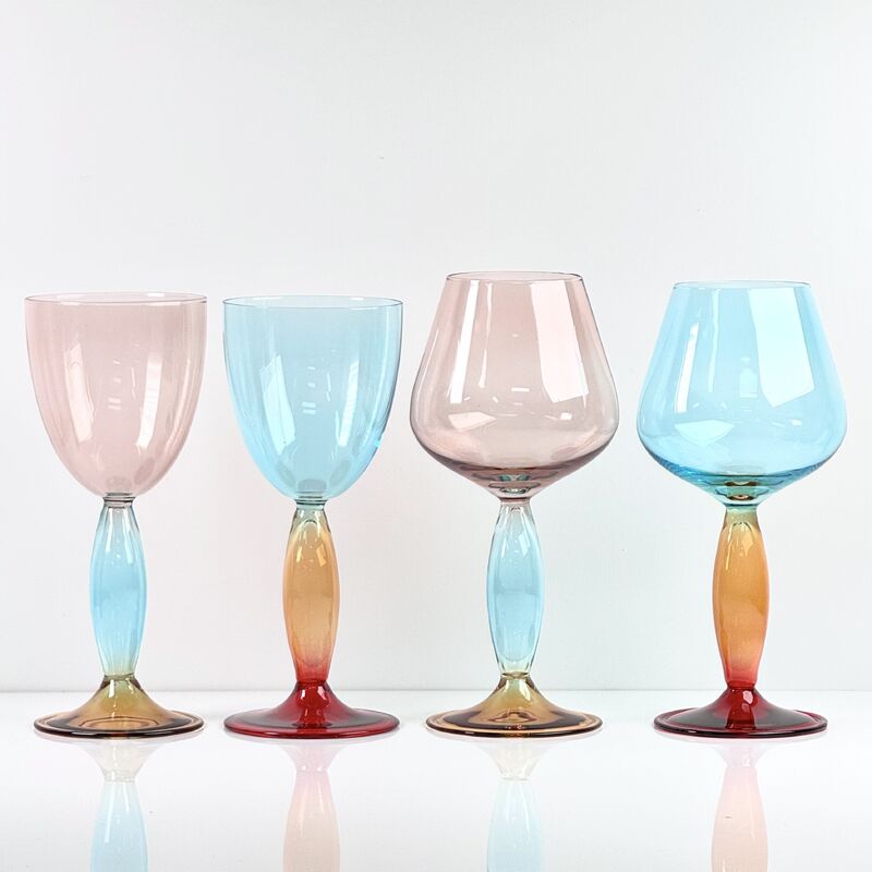 গুণমান Hand-Blown Gradient Color Borosilicate Wine Glasses, Multi-Color Artistic Stem Goblets for Wine, Cocktail, Home Bar & Party Decor কারখানা