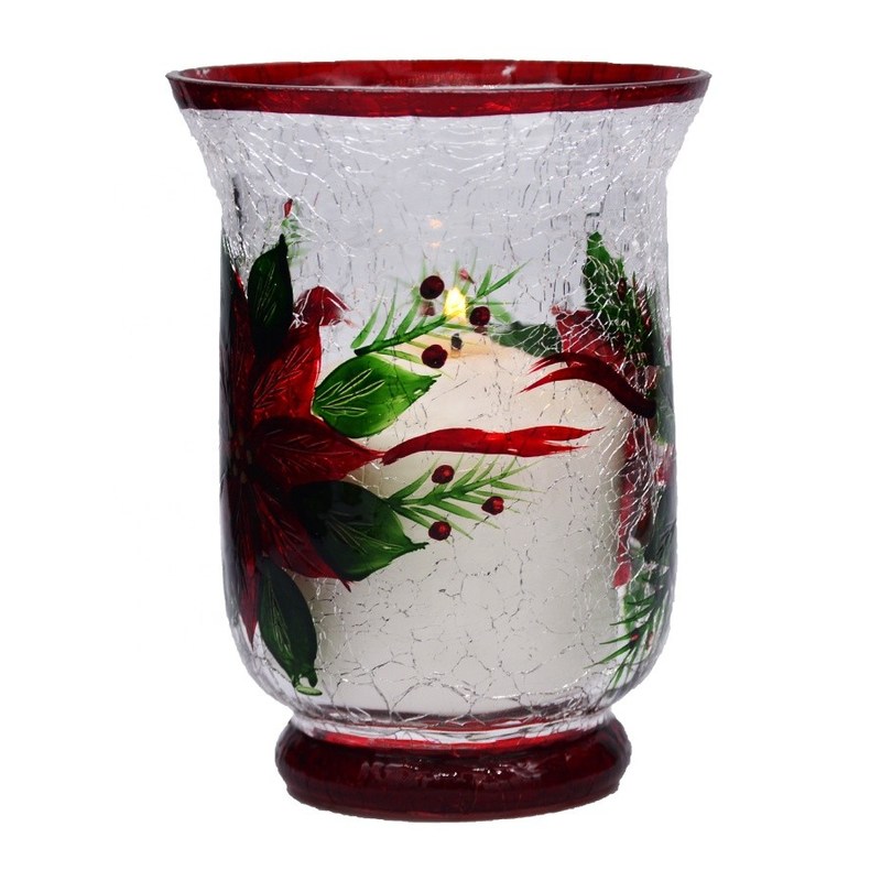 গুণ Ice Crack Classic American Glass Hurricane Candle Holder কারখানা