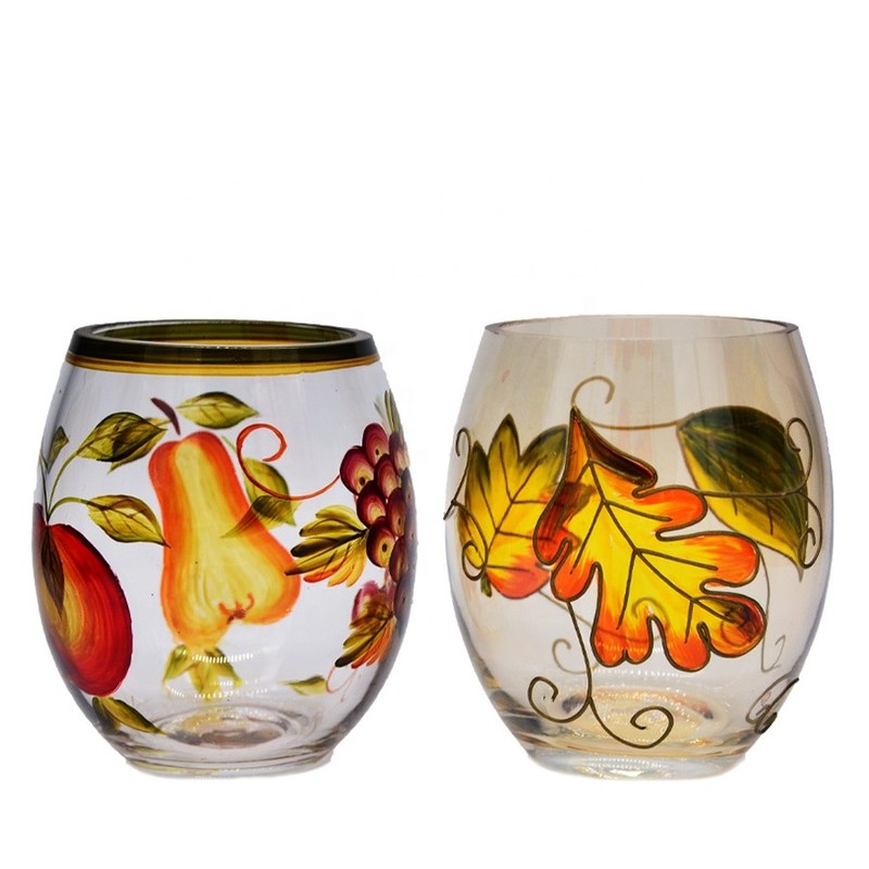 গুণ Egg Shaped Beautiful Color Glass Cylinder Candle Holders , Glass Votive Candle Holders কারখানা