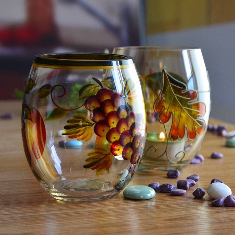 গুণ Egg Shaped Beautiful Color Glass Cylinder Candle Holders , Glass Votive Candle Holders কারখানা