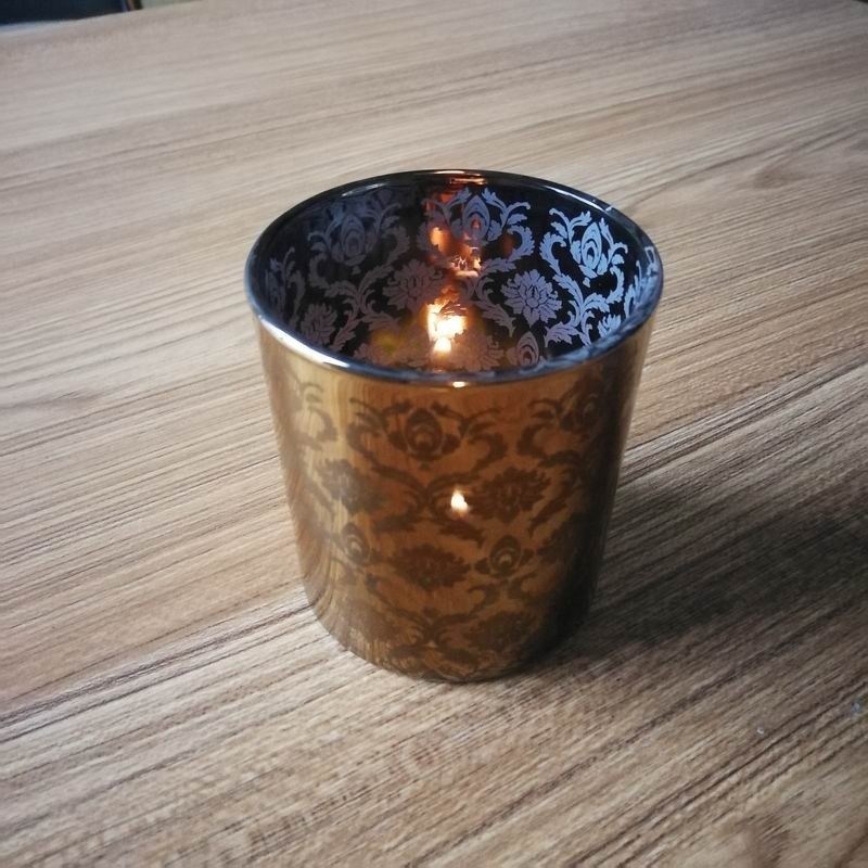 গুণ Copper Glass Candle Holders With Laser Engrave Pattern কারখানা