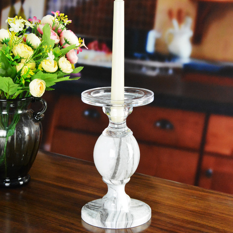 গুণ Crystal 3 Size Long Stem Candle Holders With Marble Planet কারখানা