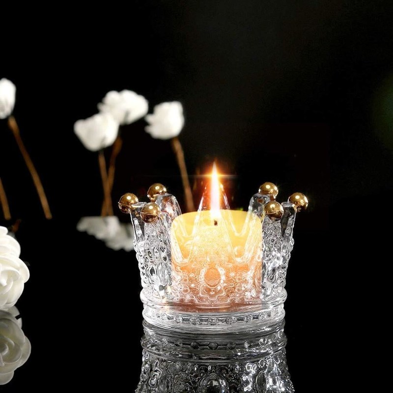 গুণ Classic Crown Clear Glass Candle Holders কারখানা