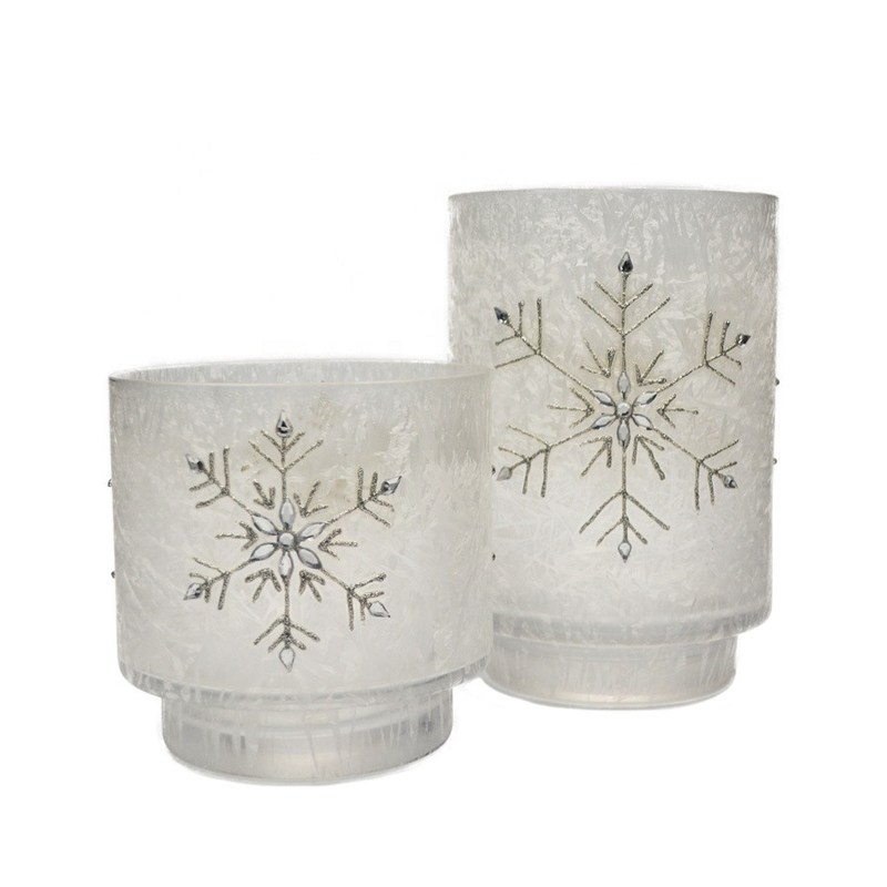 গুণ Snow Flake Glass Candle Holders কারখানা