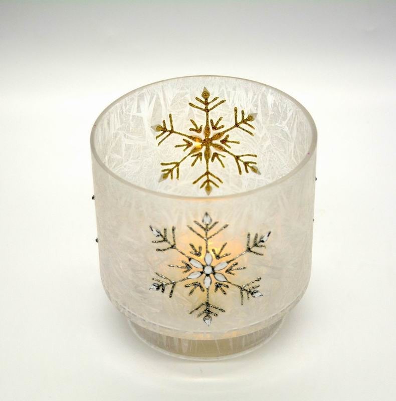 গুণ Snow Flake Glass Candle Holders কারখানা