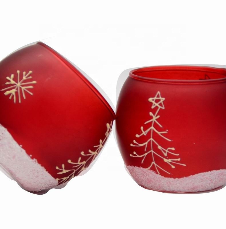গুণ Handpainted Christmas Snowflake Glass Cylinder Candle Holders কারখানা