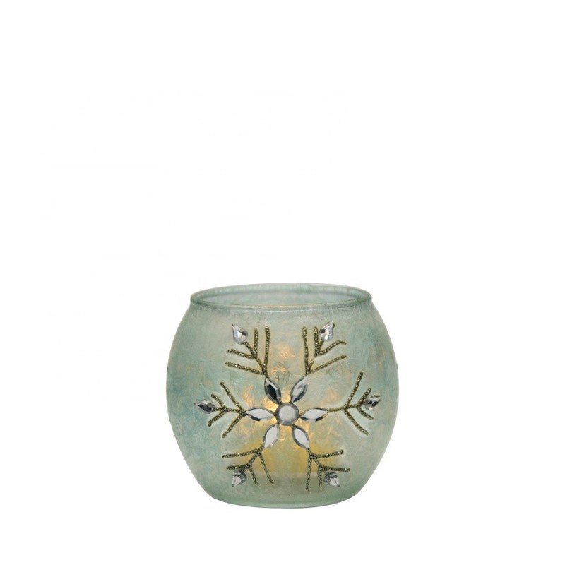 গুণ Handpainted Christmas Snowflake Glass Cylinder Candle Holders কারখানা
