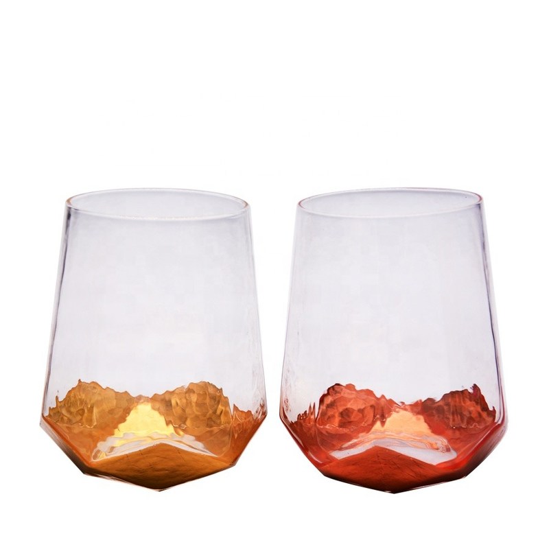 গুণ Customize Stemless Gold Foil Decorated Crystal Wine Glass কারখানা