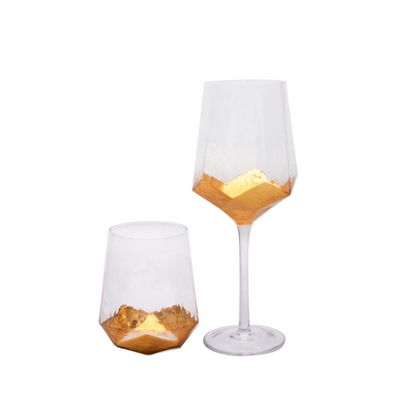 গুণ Customize Stemless Gold Foil Decorated Crystal Wine Glass কারখানা