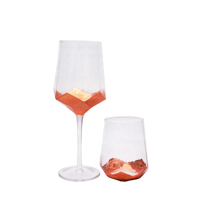 গুণ Customize Stemless Gold Foil Decorated Crystal Wine Glass কারখানা