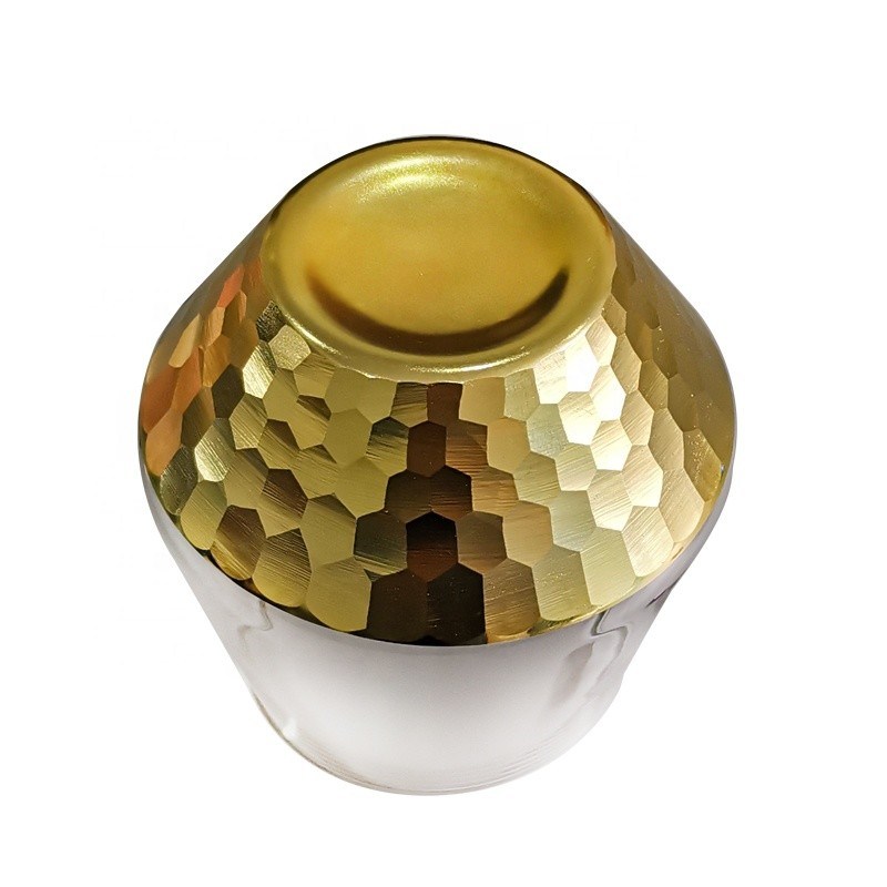 গুণ 400ml Hand Cut Gold Honeycomb Crystal Wine Glasses কারখানা