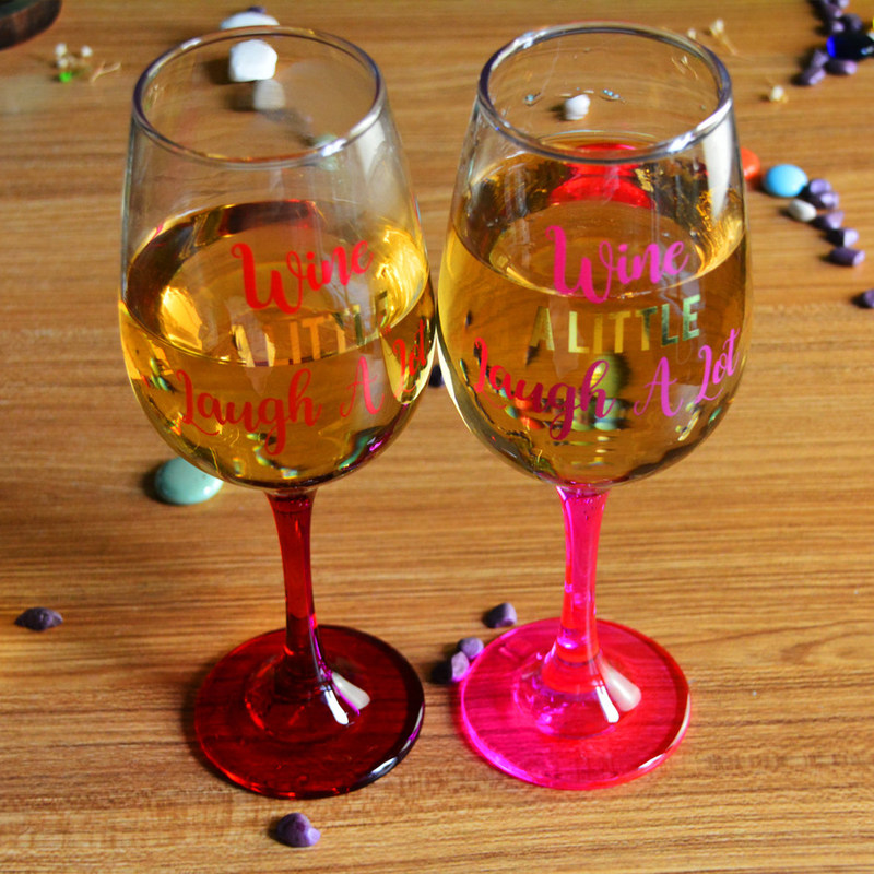 গুণ 340ml Crystal Wine Glass With Funny Fonts Decal Decoration কারখানা