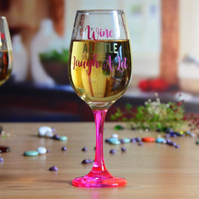 গুণ 340ml Crystal Wine Glass With Funny Fonts Decal Decoration কারখানা