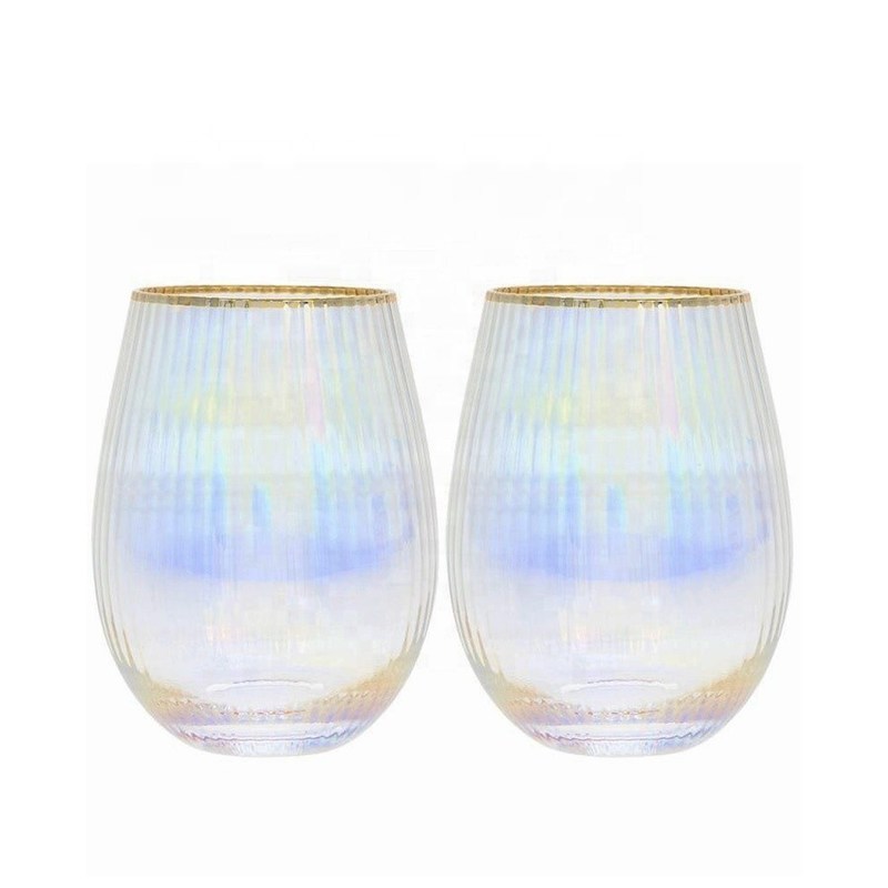 গুণ Ion Plated Rainbowl 16 Oz Stemless Wine Glass , Antique Crystal Wine Glasses কারখানা