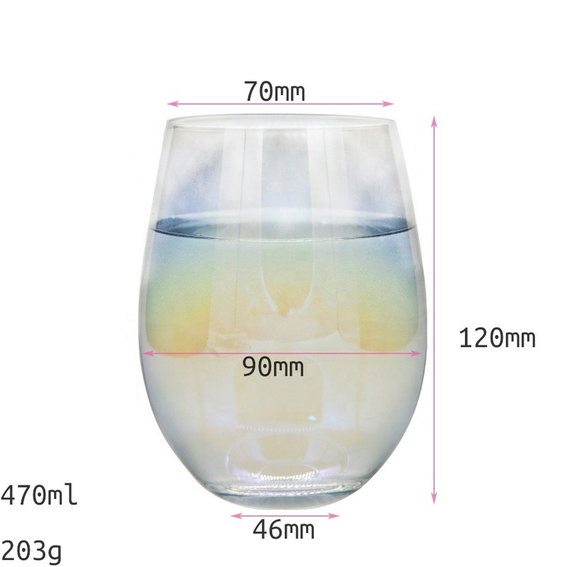 গুণ Ion Plated Rainbowl 16 Oz Stemless Wine Glass , Antique Crystal Wine Glasses কারখানা