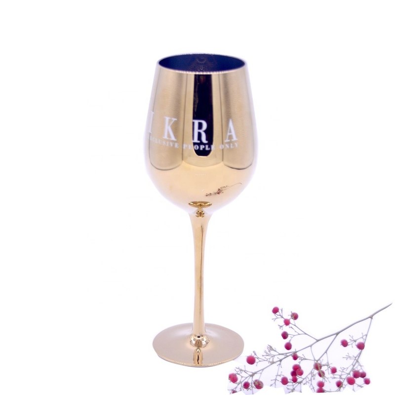 গুণ Gold Plated 16oz Crystal Wine Glass With Decal Logo For Gift কারখানা