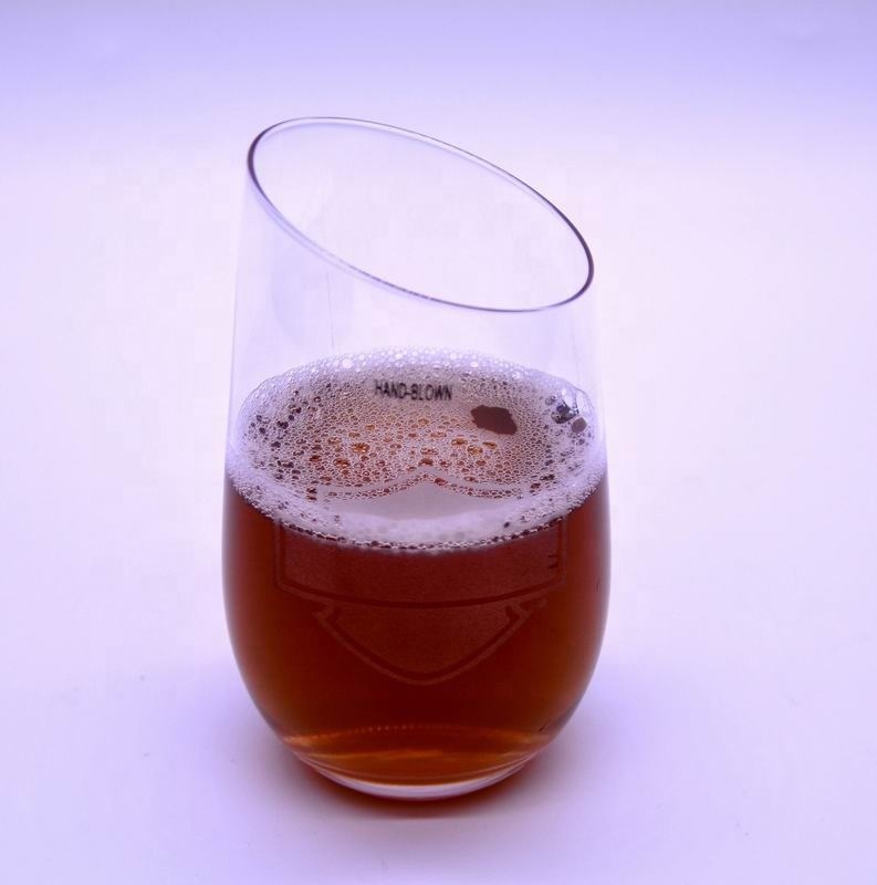 গুণ Bevel Oblique Edge Stemless Crystal Wine Glass With Angle Top কারখানা