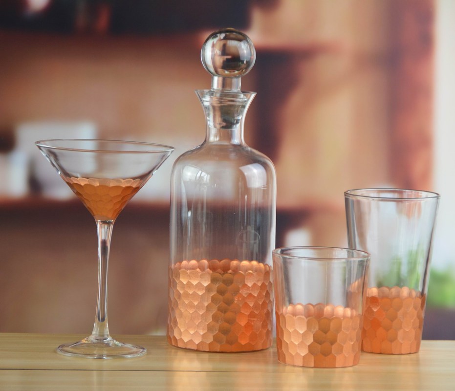 গুণ 450ml Gold Cutted Honeycomb Stemless Crystal Wine Glass কারখানা