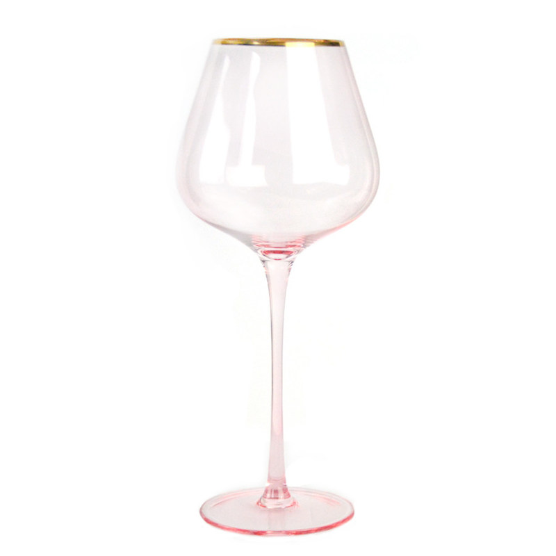 গুণ Gold Rim Pink Crystal Wine Glass For Holiday Party কারখানা