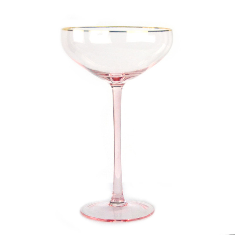 গুণ Gold Rim Pink Crystal Wine Glass For Holiday Party কারখানা