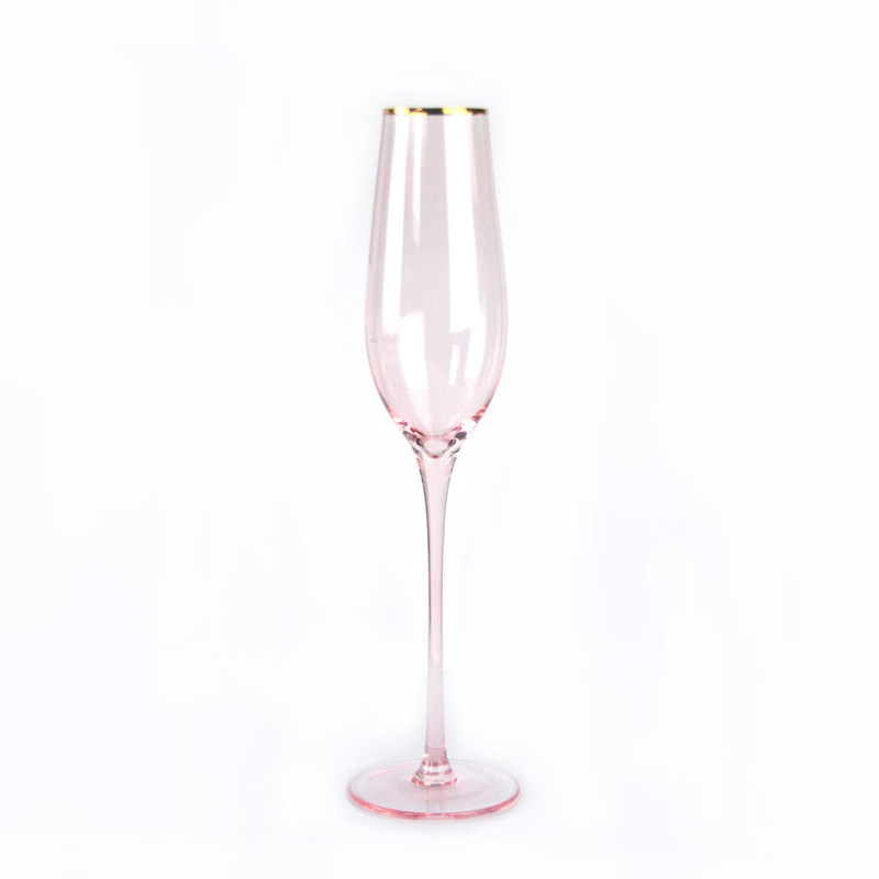 গুণ Gold Rim Pink Crystal Wine Glass For Holiday Party কারখানা