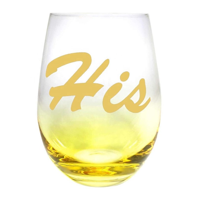 গুণ Egg Shape  Stemless Clear Wine Glass ，Clear Stemless Wine Glasses With Golden Fonts কারখানা