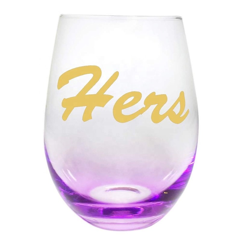 গুণ Egg Shape  Stemless Clear Wine Glass ，Clear Stemless Wine Glasses With Golden Fonts কারখানা