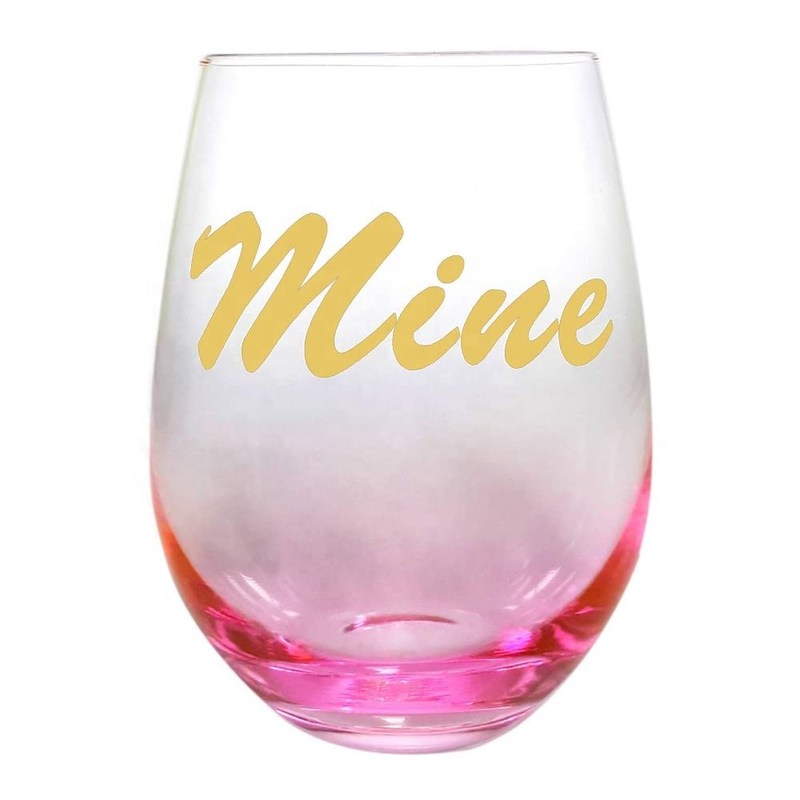 গুণ Egg Shape  Stemless Clear Wine Glass ，Clear Stemless Wine Glasses With Golden Fonts কারখানা