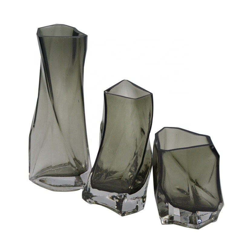 গুণ 3 Size Warped Grey Color Tall Centerpiece Vases কারখানা