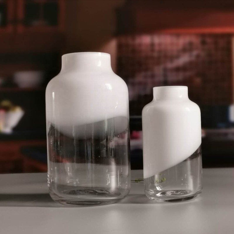 গুণ Hand Made Solid White Top Half Ceramic Glass Jar Vase কারখানা