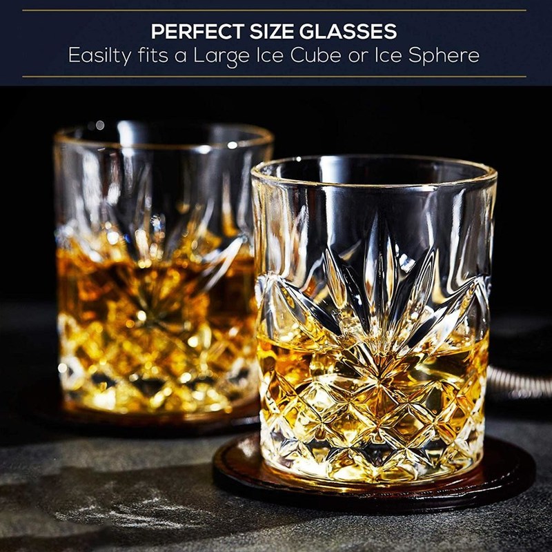 গুণ Old Fashioned Lead Free Embossed 10 Oz Whiskey Glasses , Whiskey Tasting Glasses কারখানা