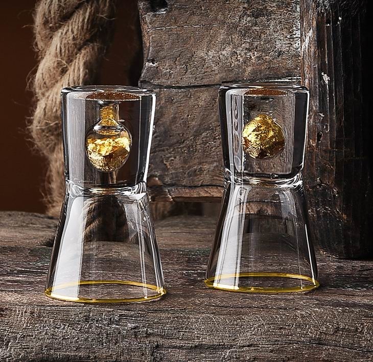 গুণ Gold Foil Bottom Shot Glass Set কারখানা