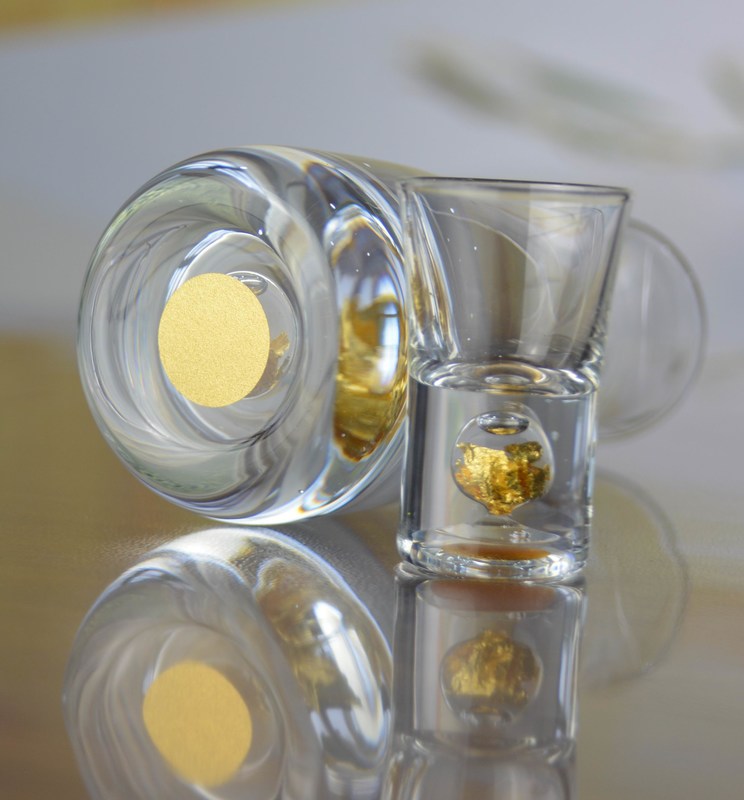 গুণ Gold Foil Bottom Shot Glass Set কারখানা