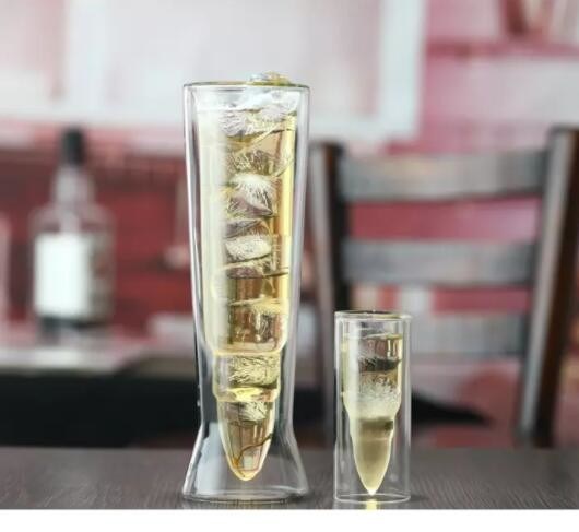 গুণ Bullet Shaped Double Wall 45ml Unique Shot Glasses কারখানা
