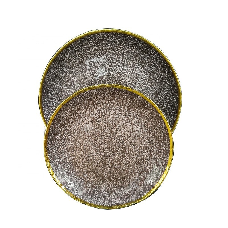 গুণ Golden Color Dessert Glass Charger Plates , Decorative Charger Plates For Wedding কারখানা