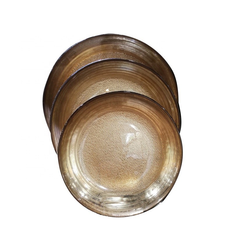 গুণ Golden Color Dessert Glass Charger Plates , Decorative Charger Plates For Wedding কারখানা