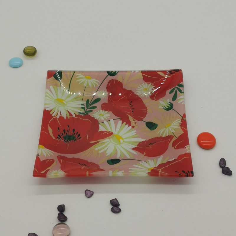 গুণ Customize Color Ins Cactus Square Glass Dinner Plates কারখানা