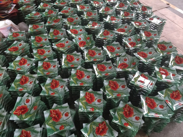 গুণ Customize Color Ins Cactus Square Glass Dinner Plates কারখানা