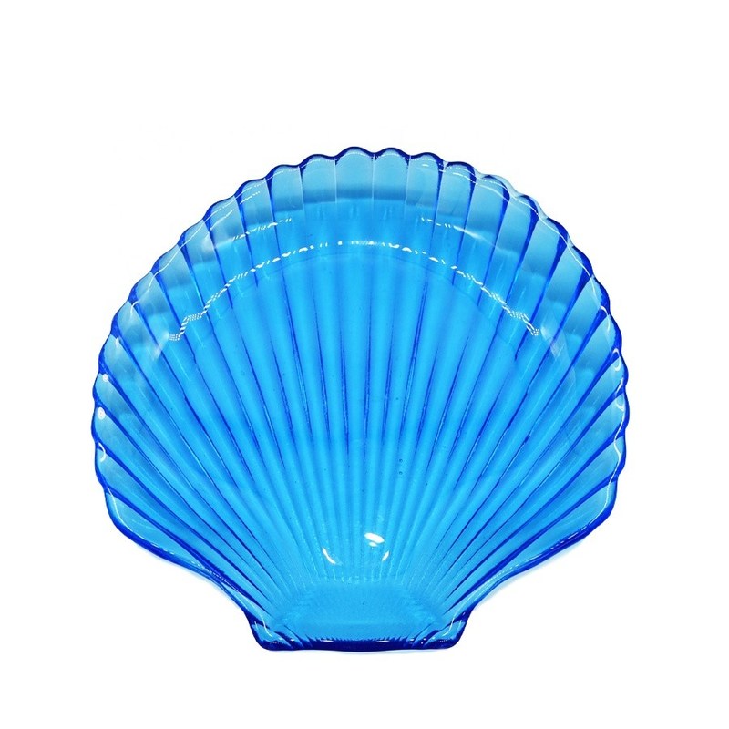 গুণ Ocean Series Sea Shell Blue Glass Charger Plate For Dessert কারখানা