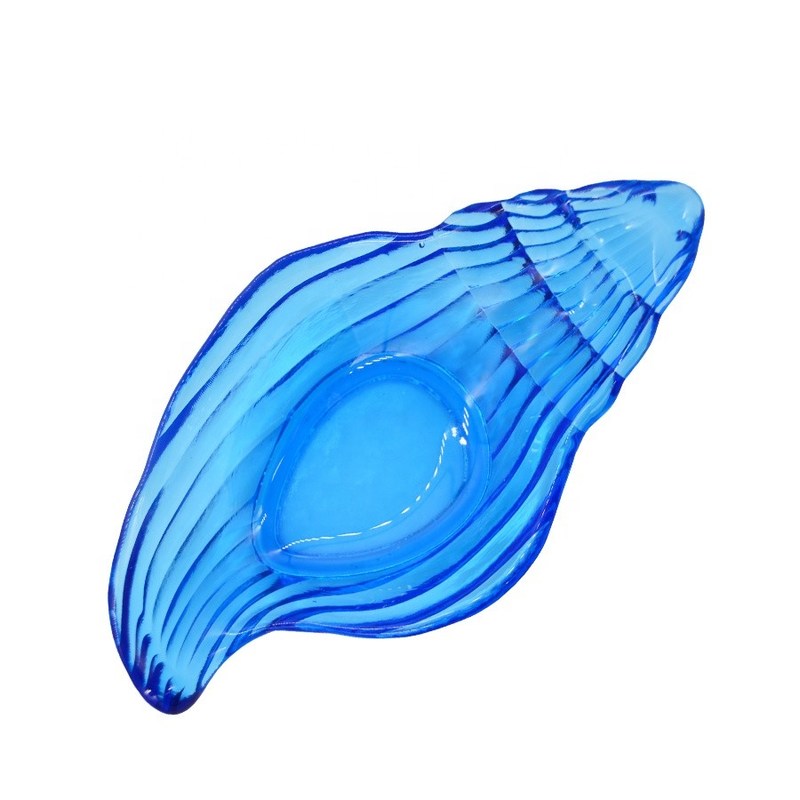 গুণ Ocean Series Sea Shell Blue Glass Charger Plate For Dessert কারখানা
