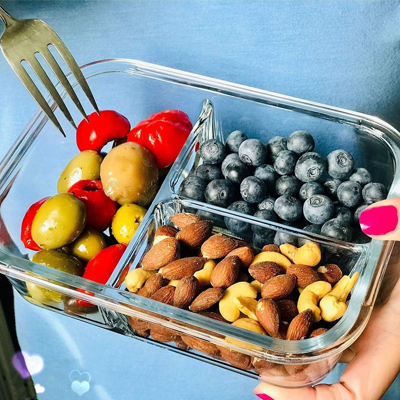 গুণ Borosilicate Pressed Glass Lunch Boxes With Locking Lids কারখানা