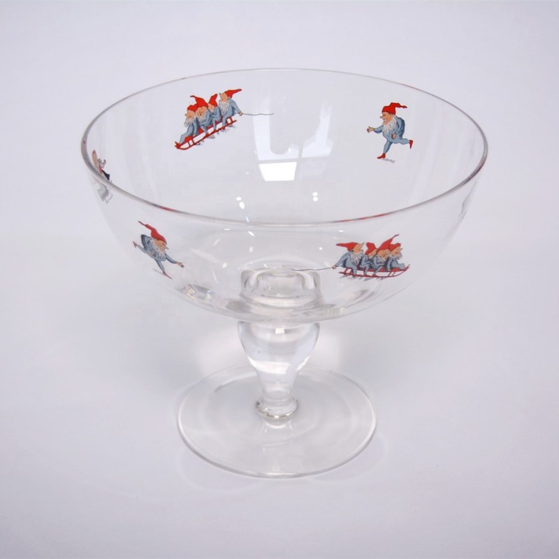 গুণ Large Diameter Crystal Glass Fruit Bowl , Crystal Salad Serving Bowl With Stand কারখানা