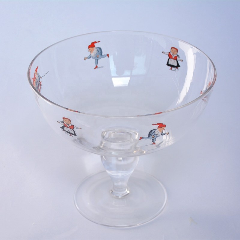 গুণ Large Diameter Crystal Glass Fruit Bowl , Crystal Salad Serving Bowl With Stand কারখানা