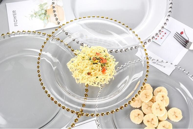 গুণ Gold Decorated Glass Charger Plates কারখানা